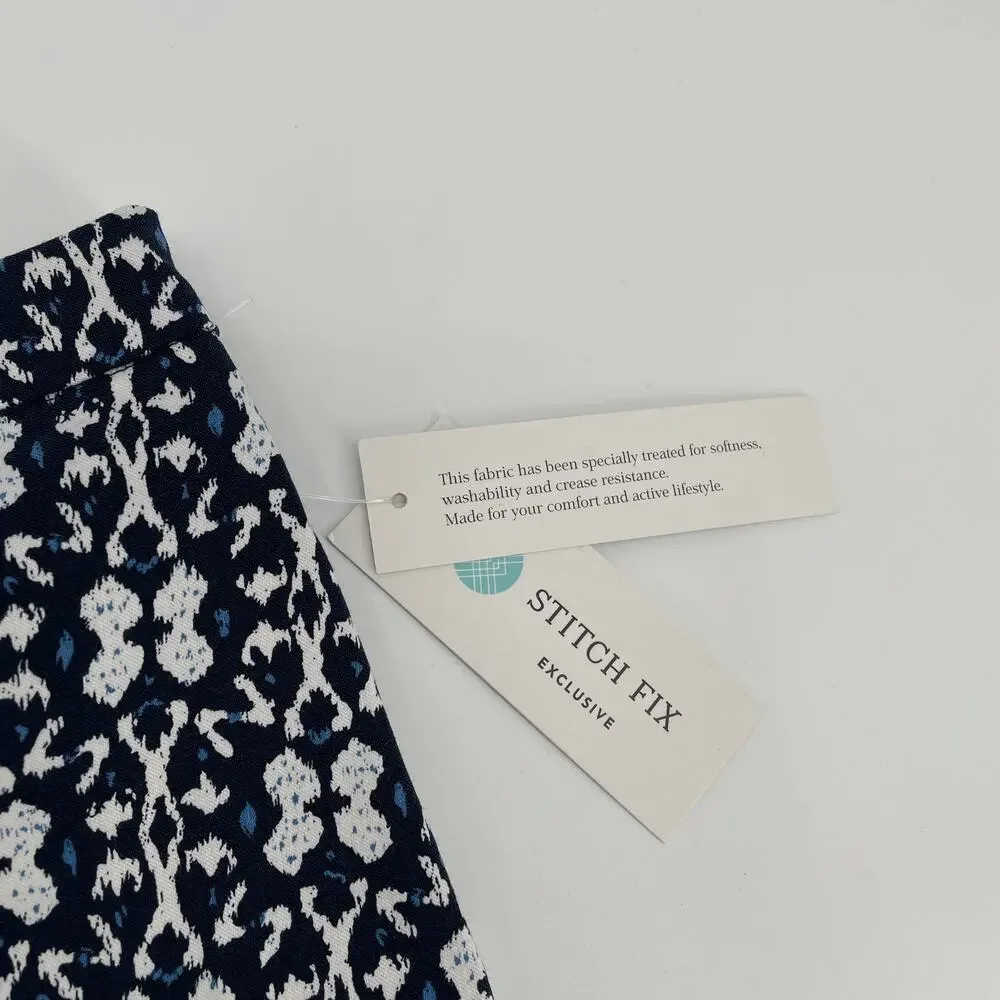 STITCH FIX Margaret A NWT Navy. & White Print A-Line Skirt // M Petite